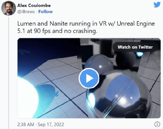 虚幻引擎 5 的 Nanite 和 Lumen 现可用于 VR