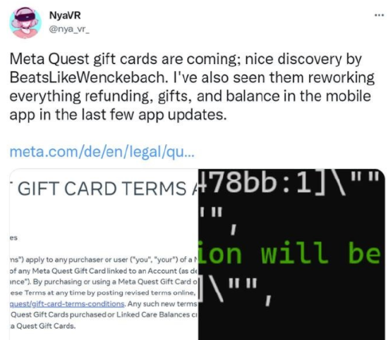 Meta 将推出 Meta Quest 商店礼品卡