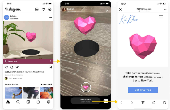 Instagram 测试新的广告选项，包括交互式 AR 广告及探索展示