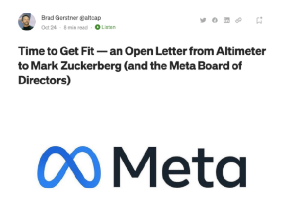 Meta 股东希望 Meta 裁员并缩减元宇宙投资