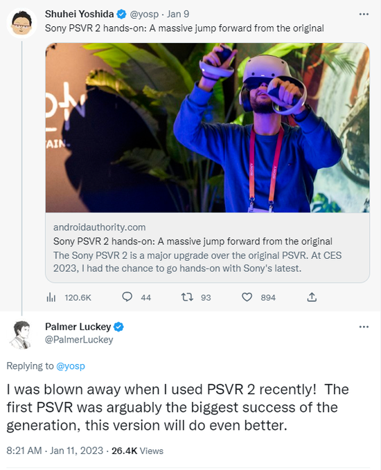 Oculus 创始人 Palmer Luckey 被 PSVR2 体验震撼