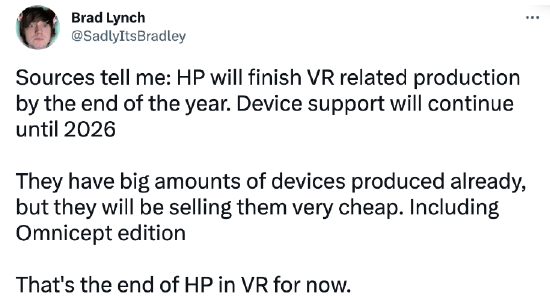 传惠普将退出 VR 业务，已低价甩卖 VR 头显