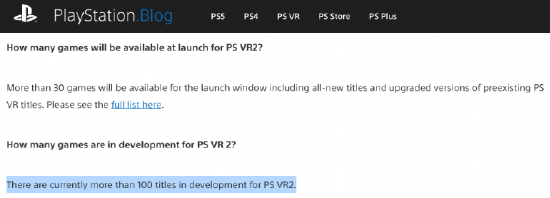 索尼：超过 100 款 VR 游戏正在为 PSVR2 开发