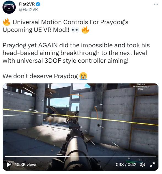 Praydog Universal VR MOD 将 90% 虚幻引擎游戏引入 VR