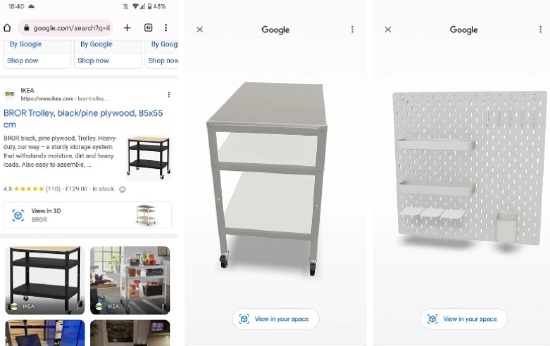 谷歌搜索引入宜家 3D AR 家具模型