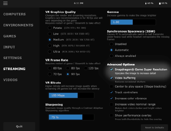 《Virtual Desktop》支持高通骁龙超分辨率技术