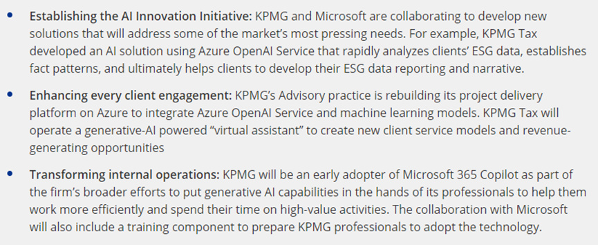 毕马威与微软合作，全面应用生成式 AI
