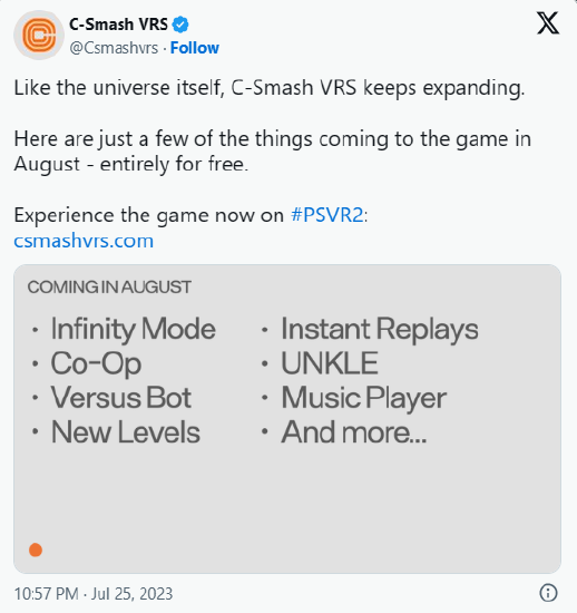 《C-Smash VRS》将增加合作模式和无限模式