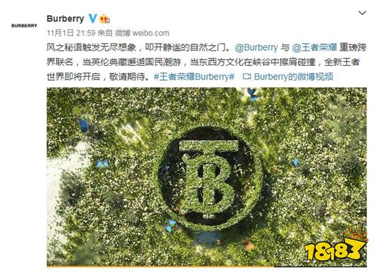 王者荣耀与巴宝莉联名皮肤公布 瑶瑶喜提新皮肤