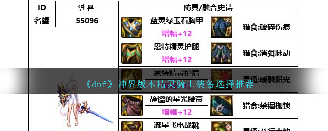 《dnf》神界版本精灵骑士装备选择推荐