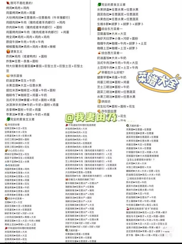 《皮卡堂之梦想起源》食谱配方大全2023最新