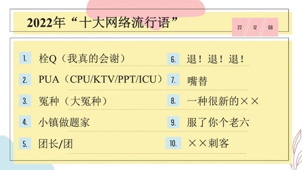 2022年十大网络流行语 “你个老六退退退，我真的会谢”