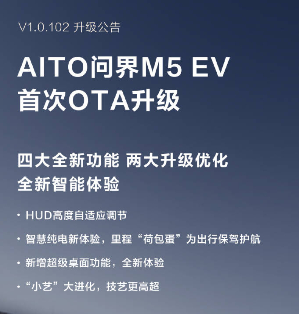 问界M5 EV启动首次重磅OTA升级 加入四大全新功能！