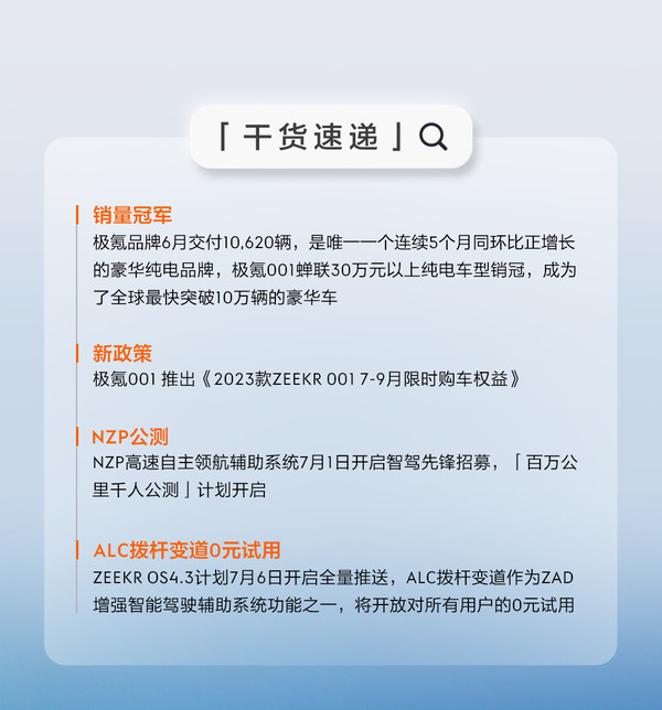 极氪品牌6月交付新车10620辆 蝉联30万以上纯电销冠