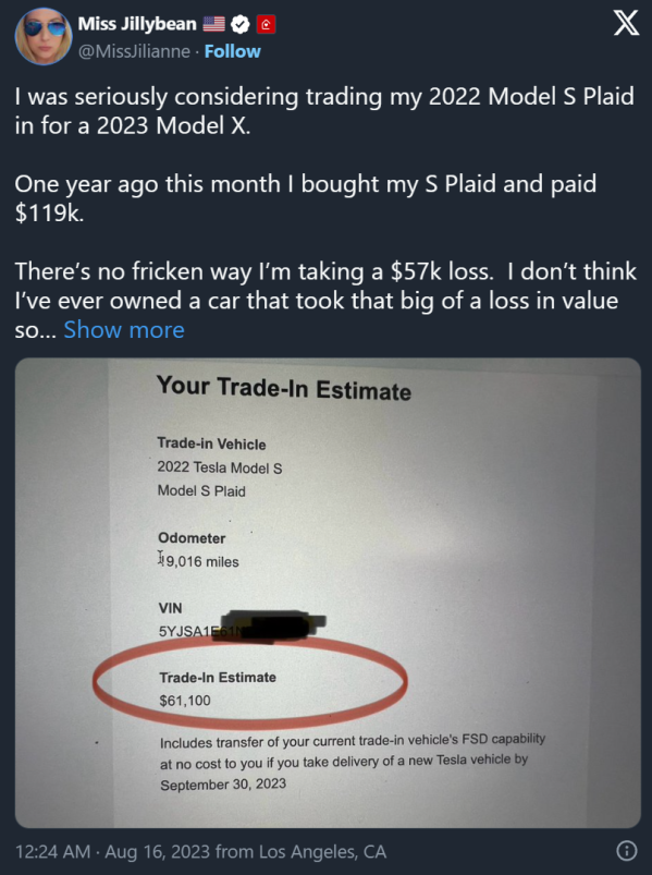 真的血亏！2022款Model S以旧换新仅为原价的一半