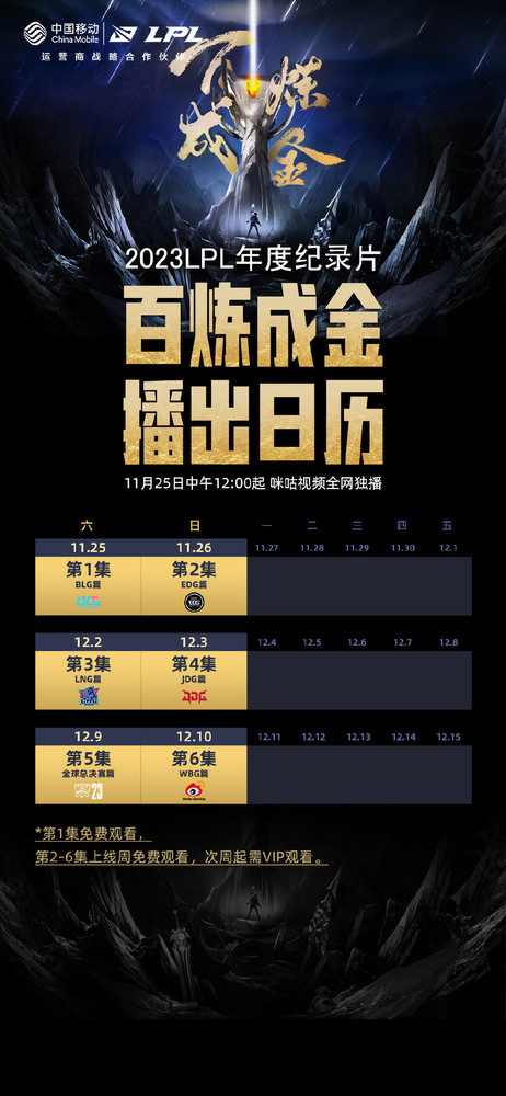 LPL《百炼成金》纪录片11月25日上线 又有新&ldquo;圣经&rdquo;？