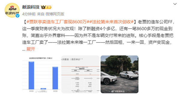 贾跃亭卖造车工厂套现8600万！然后租回来继续造车