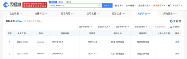 华为再推进开源项目！申请前端框架商标OPENINULA