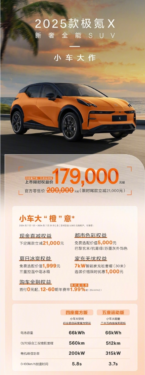 2025款极氪X正式上市 引入X OS 5.2系统 起售价17.9万