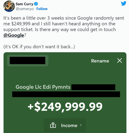 国外网友收到谷歌“天价”汇款：我是一分钱没敢花啊
