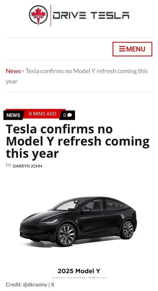 官方辟谣！特斯拉内部信称2024年不会更新Model Y